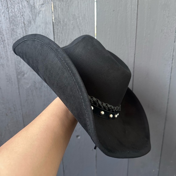 Black Studded Cowboy Hat - Picture 2 of 7